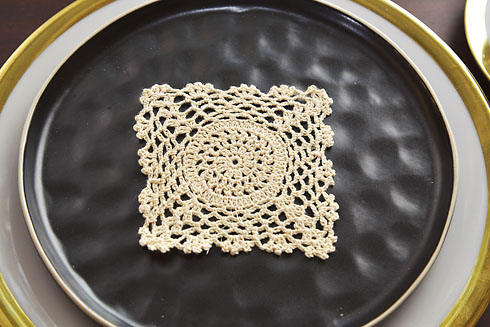 Wheat color Square Crochet Lace Doilies 4" x 4" Square.